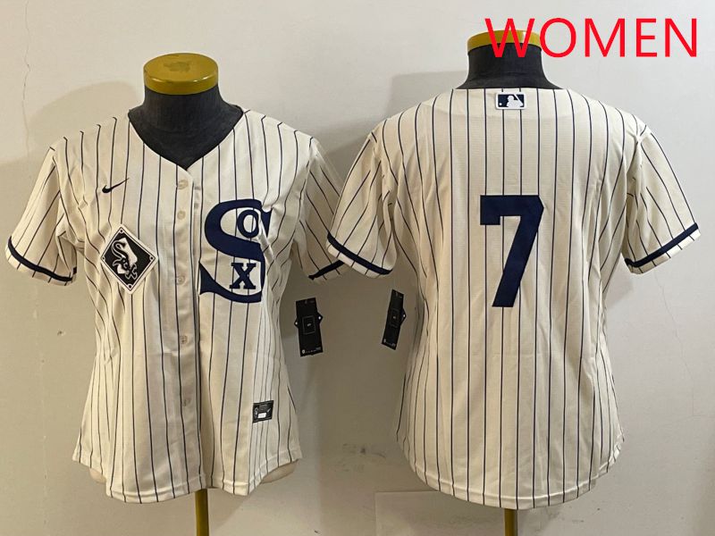 Women Chicago White Sox #7 No Name Cream Stripe Dream Edition Game 2025 Nike MLB Jersey style 5->women mlb jersey->Women Jersey